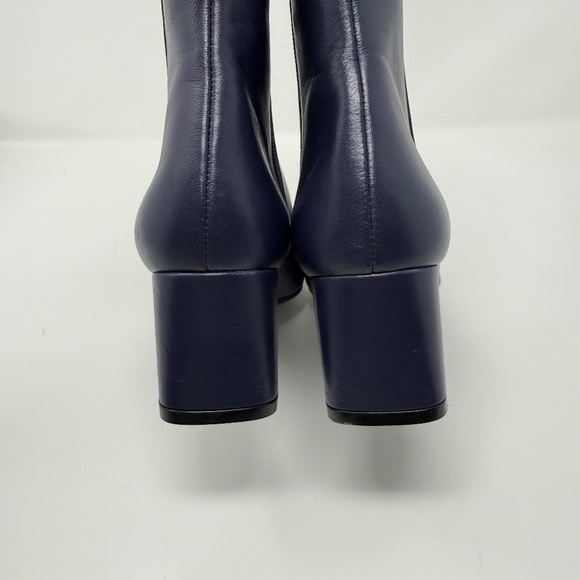 New Stuart Weitzman Milla 60 Leather Bootie Blue Sz 7.5 - Picture 5 of 15